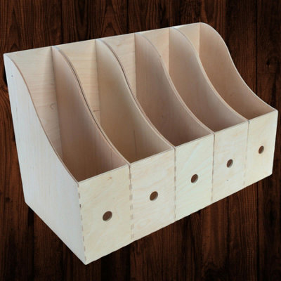 Woodeedoo Set Of 5 Wooden Magazine Rack Vertical File Holder Folder Stand Document Organiser For Desk Or Office Shelf