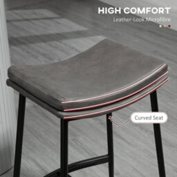 Wyld Haus Ralura Set Of 2 Grey Industrial Microfiber Breakfast Bar Stools With Curved Padded Seats, 66Cm Seat Height - thumbnail 6