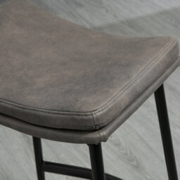 Wyld Haus Ralura Set Of 2 Grey Industrial Microfiber Breakfast Bar Stools With Curved Padded Seats, 66Cm Seat Height - thumbnail 9