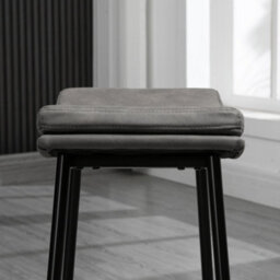 Wyld Haus Ralura Set Of 2 Grey Industrial Microfiber Breakfast Bar Stools With Curved Padded Seats, 66Cm Seat Height - thumbnail 8