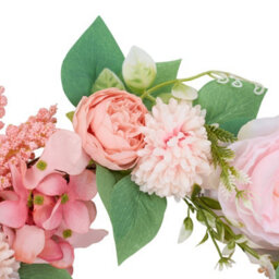 Living And Home 40Cm Light Pink Artificial Floral Wreath Rattan Base Faux Ranunculus Wreath For Front Door - thumbnail 6