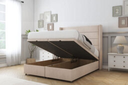 "Comfort Milano Sand Naples Ottoman Bed With Mattress With 54"" Wingback Headboard 5' King" - thumbnail 2