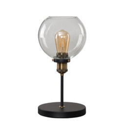 Valuelights Sheridan Industrial Style Black And Gold Table Lamp With Clear Glass Globe Shade