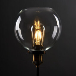Valuelights Sheridan Industrial Style Black And Gold Table Lamp With Clear Glass Globe Shade - thumbnail 3