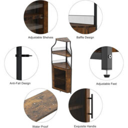 Corner Bar Cabinet With Wine Rack Glass Holder,4 Tier Bar Unit - thumbnail 4