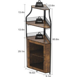 Corner Bar Cabinet With Wine Rack Glass Holder,4 Tier Bar Unit - thumbnail 2