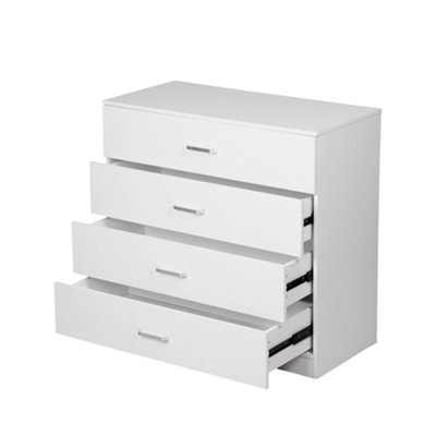 Alivio 4 Drawers Bedside Cabinet Chest Of Drawers For Office Bedroom (White)