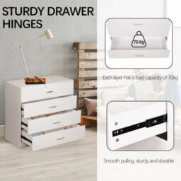 Alivio 4 Drawers Bedside Cabinet Chest Of Drawers For Office Bedroom (White) - thumbnail 4