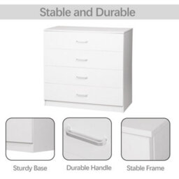 Alivio 4 Drawers Bedside Cabinet Chest Of Drawers For Office Bedroom (White) - thumbnail 7
