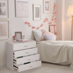 Alivio 4 Drawers Bedside Cabinet Chest Of Drawers For Office Bedroom (White) - thumbnail 2