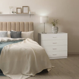 Alivio 4 Drawers Bedside Cabinet Chest Of Drawers For Office Bedroom (White) - thumbnail 5