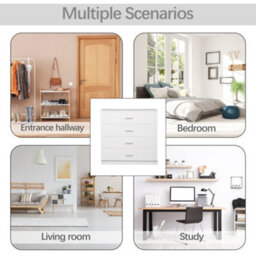 Alivio 4 Drawers Bedside Cabinet Chest Of Drawers For Office Bedroom (White) - thumbnail 8