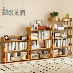 Costway 5-Tier Wooden Bookshelf Modern Bookcase With Sturdy Pine Wood Posts - thumbnail 5