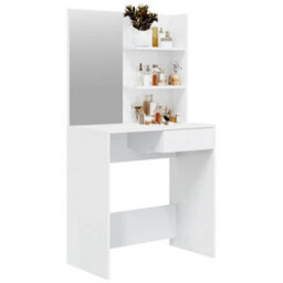 Walplus Dressing Table With Mirror High Gloss White 74.5X40X141 Cm - thumbnail 4