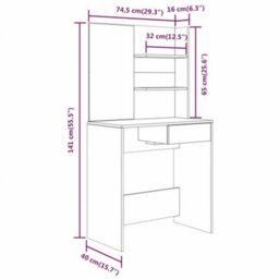 Walplus Dressing Table With Mirror High Gloss White 74.5X40X141 Cm - thumbnail 9