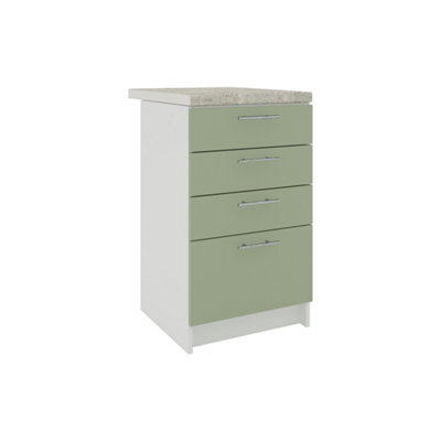 Jd Greta Kitchen Base Drawer Unit 500mm Cabinet With Fronts 50Cm Sage Green Matt With Worktop - image 1