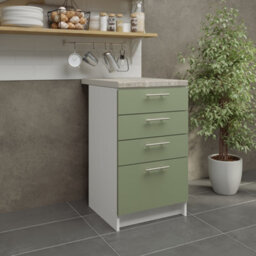 Jd Greta Kitchen Base Drawer Unit 500mm Cabinet With Fronts 50Cm Sage Green Matt With Worktop - thumbnail 2