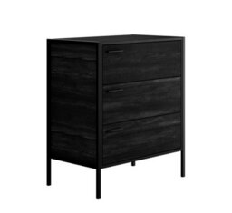 LPD Hoxton Black 3 Drawer Chest With Matt Black Frame & Wood Effect Finish - thumbnail 4