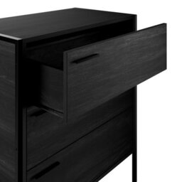 LPD Hoxton Black 3 Drawer Chest With Matt Black Frame & Wood Effect Finish - thumbnail 5