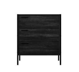 LPD Hoxton Black 3 Drawer Chest With Matt Black Frame & Wood Effect Finish - thumbnail 1