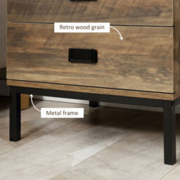 Wyld Haus Virado Coffee Brown Retro Bedside Table - 2 Drawers, Black Metal Legs, 45W X 39D X 50H Cm - thumbnail 7