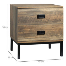 Wyld Haus Virado Coffee Brown Retro Bedside Table - 2 Drawers, Black Metal Legs, 45W X 39D X 50H Cm - thumbnail 4