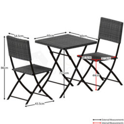 Lassic Garden Vida Capri Grey 2 Seater Rattan Garden Outdoor Ukfr Bistro Set - thumbnail 2