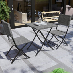 Lassic Garden Vida Capri Grey 2 Seater Rattan Garden Outdoor Ukfr Bistro Set - thumbnail 1