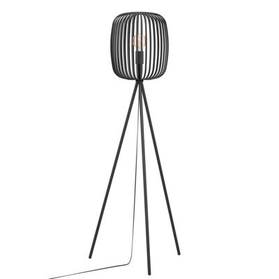 Eglo Romazzina Contemporary Black Caged Tripod Floor Lamp - image 1