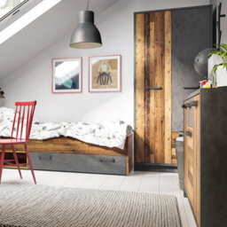 Furniture To Go Brooklyn 2 Door Wardrobe With 2 Drawers In Walnut And Dark Matera Grey - thumbnail 4