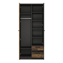 Furniture To Go Brooklyn 2 Door Wardrobe With 2 Drawers In Walnut And Dark Matera Grey - thumbnail 2