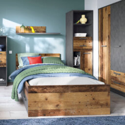 Furniture To Go Brooklyn 2 Door Wardrobe With 2 Drawers In Walnut And Dark Matera Grey - thumbnail 3