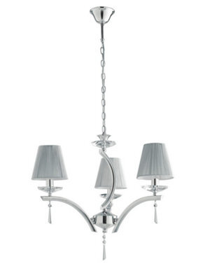 Luminosa Lighting Luminosa Orchestra 3 Light Chandeliers With Shades Chrome, K9 Crystals With Fabric 60X50Cm