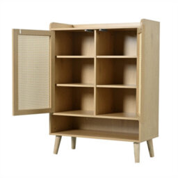 Abrihome Natural Rattan 5-Tier Shoe Storage Cabinet For Hallway & Entryway, 80X35X105Cm - thumbnail 6