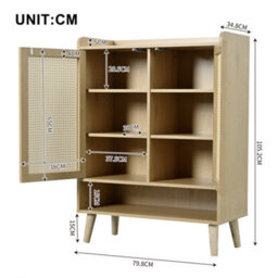 Abrihome Natural Rattan 5-Tier Shoe Storage Cabinet For Hallway & Entryway, 80X35X105Cm - thumbnail 5