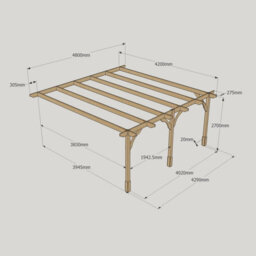 Rutland County Garden Furniture Wall Mounted Premium Pergola 3 Posts - Wood - L420 X W480 X H270 Cm - Rustic Brown - thumbnail 5