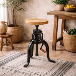 Wyld Haus Yllas Industrial Small Wood And Metal Crank Side Table - thumbnail 1
