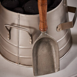 Dibor Traditional Antique Style Silver Coal Bucket With Silver Matches Canister - thumbnail 4