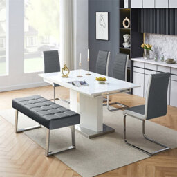 Furniture in Fashion Enke Extending Glass Dining Table With 4 Gia Black White Chairs - thumbnail 4