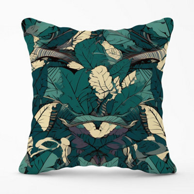 Warren Reed Designer Green Beige Tropical Leaves Cushions 60Cm X 60Cm - image 1