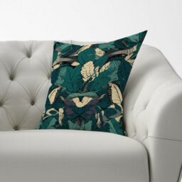 Warren Reed Designer Green Beige Tropical Leaves Cushions 60Cm X 60Cm - thumbnail 2