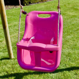 Rebo Voyager Wooden Garden Swing Set With Standard Seat, Baby Seat, Glider, Platform And Slide For Kids- Pink - thumbnail 7