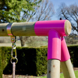 Rebo Voyager Wooden Garden Swing Set With Standard Seat, Baby Seat, Glider, Platform And Slide For Kids- Pink - thumbnail 5