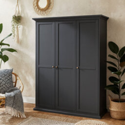 Wyld Haus Osaka Matt Dark Grey 3-Door Wooden Wardrobe