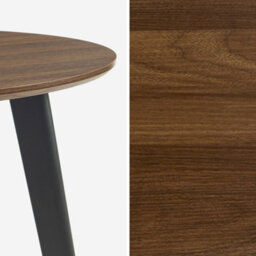 Sweeek - Round Dining Table Walnut Wood Effect Black Metal Legs 4-Seater Azylis 100X100X76 Cm - thumbnail 2