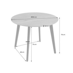 Sweeek - Round Dining Table Walnut Wood Effect Black Metal Legs 4-Seater Azylis 100X100X76 Cm - thumbnail 3