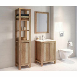Impact Furniture Bathroom Vanity Cabinet 600mm Floor Standing 60Cm Sink Unit Freestanding Classic Oak Effect Storage - thumbnail 8