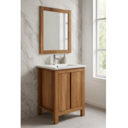 Impact Furniture Bathroom Vanity Cabinet 600mm Floor Standing 60Cm Sink Unit Freestanding Classic Oak Effect Storage - thumbnail 2