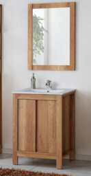 Impact Furniture Bathroom Vanity Cabinet 600mm Floor Standing 60Cm Sink Unit Freestanding Classic Oak Effect Storage - thumbnail 4