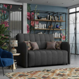 Viva Grand Ii Upholstered Sofa Bed With Wooden Legs Wooden Frame Bed Storage Freestanding Back 85X125X98Cm Graphite - thumbnail 2